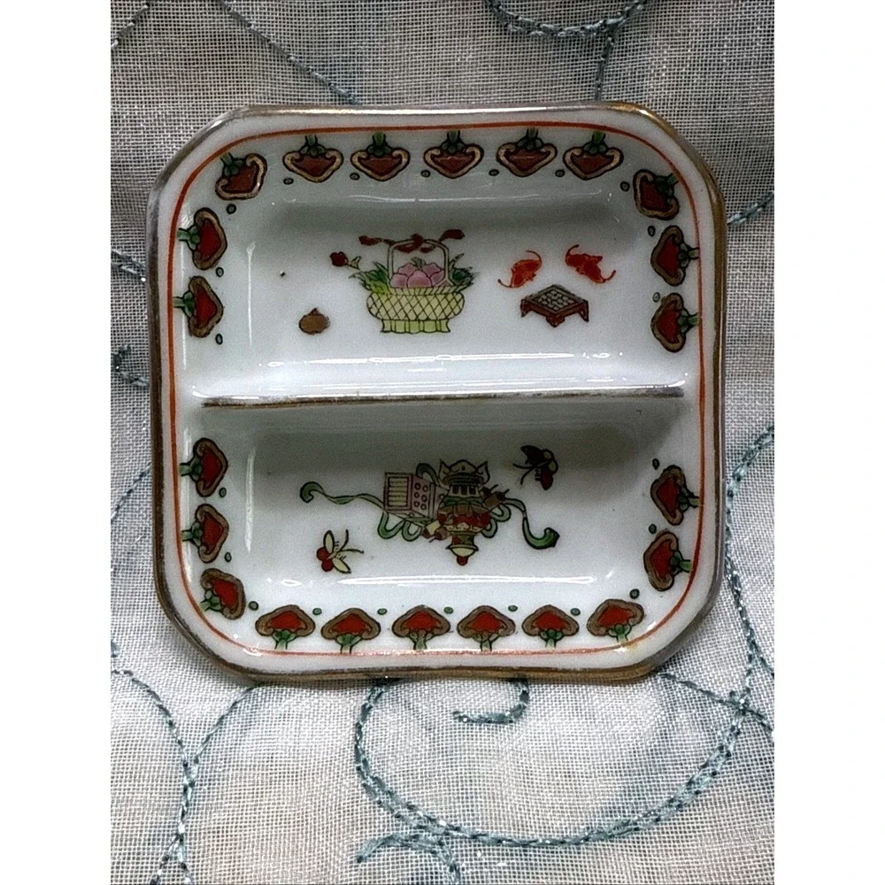 Mazuma China Jingdezhen Porcelain Floral Square Soy Sauce Dish Plate 3